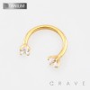 INTERNALLY THREADED CZ PRONG SET HORSESHOE ASTM F-136 IMPLANT GRADE TITANIUM